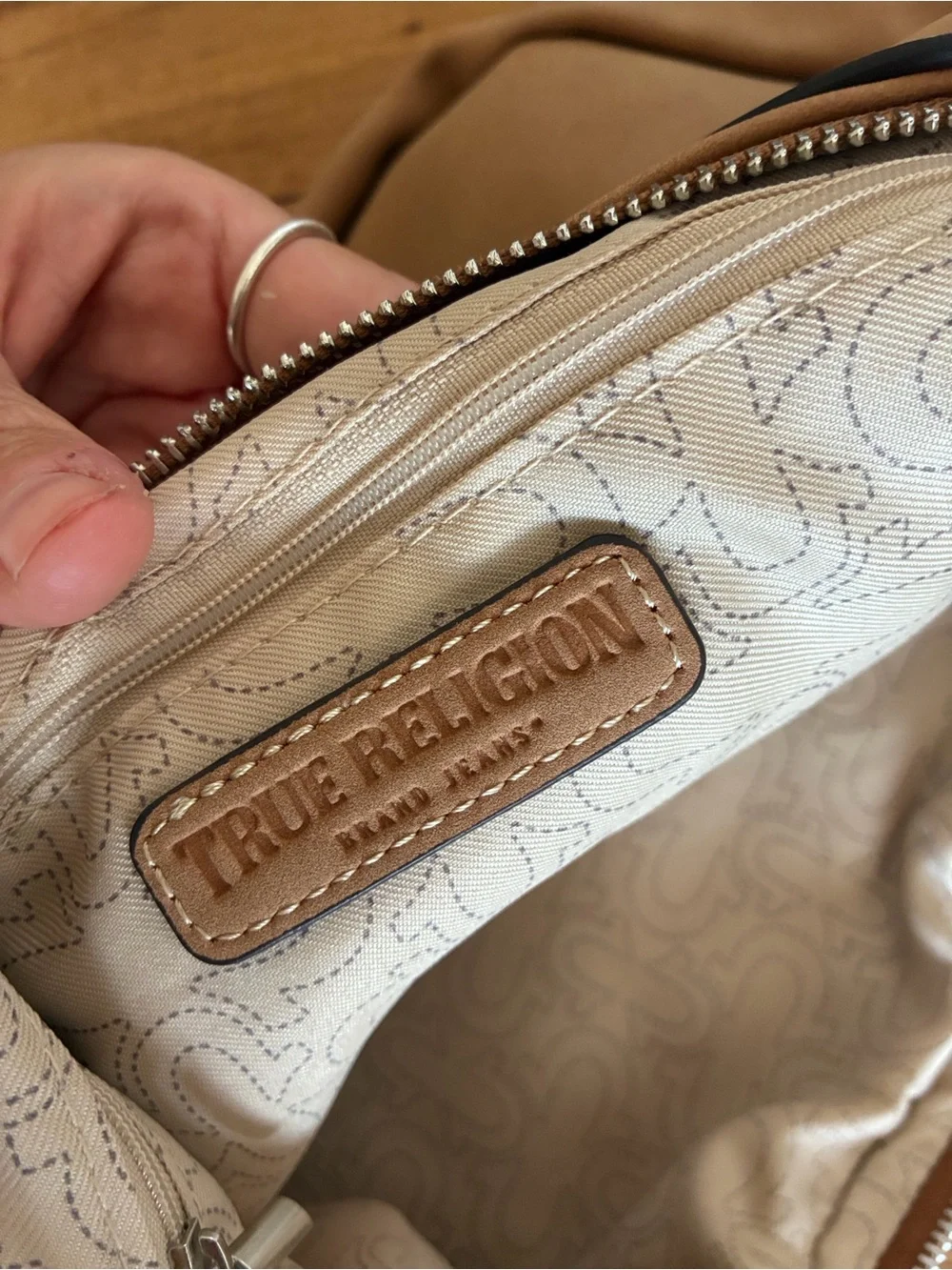True Religion Suede Tan Hobo Shoulder Bag